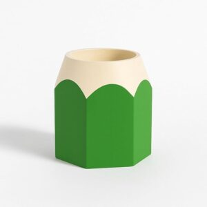 Pencil Design Desk Organiser, Green and Cream, Decorative Pen Holder (Green & Cream)