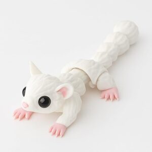 A Flexible Cute Flying Squirrel Model with a Detachable Head and Movable Limbs, Serving As a Creative Desktop Decoration Sculpture (White...
