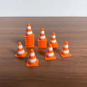 Mini Traffic Safety Cones, Orange and White Striped, 6-Pack, Stackable Construction Markers