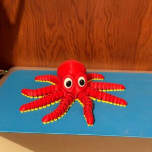 Articulated Octopus Toy, Movable Tentacles (Red)